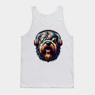 Briard as Smiling DJ in Bold Japanese Art Style Tank Top